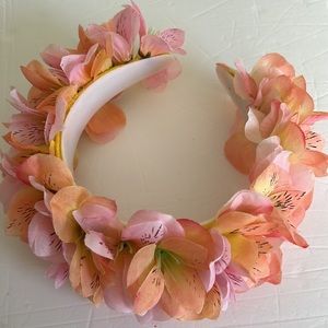 Floral headband pink and orange